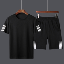 Mens casual sportswear suit summer two-piece fashion short sleeve T-shirt shorts 5 five five pants plus fat plus size