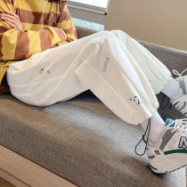 Pants mens spring and summer new Korean version of the trend 2021 trousers mens element printing stitching drawstring casual all-match sweatpants