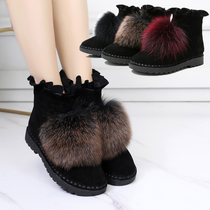 Snow Boots Woman 2022 new short Winter Genuine Leather Gvet Warm Cotton Boots Big Code 41-43 Gross Boots Children