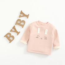 Baby girl plus velvet base shirt 0123 years old girl foreign-made thick T-shirt baby Joker autumn winter clothes