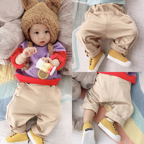 Newborn baby Harun pants large pp pants spring autumn male baby 0-3 months female baby thin and pure cotton outside wearing pants