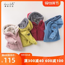 davebella David Bella autumn winter boys and girls Baby double plus velvet hoodie zipper collar jacket