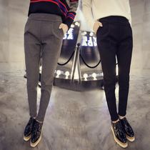 Autumn and winter Harem pants thin nine-point wool pants Womens casual pants high waist loose feet radish large size fat MM