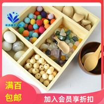 Waldorf Toy Set Wood Bead Egg Color Ball Crystal Gyro Waldorf Handmade Pavilion]