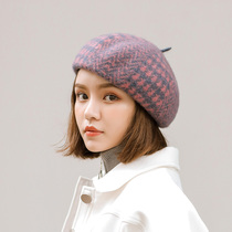 Beret Cap Woman Plaid Autumn Winter Han Edition 100 Hitch Days Ensemble Retro Beilei Cute Inlun Casual Wool Pumpkin Hat