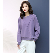 Purple Loose Large Code Round Collar Sleeve Head Necropolis Woman Short Subspring 2022 Casual Ocean moms section