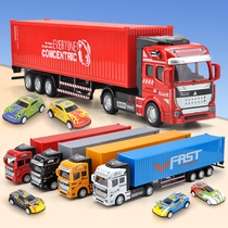 Alloy large truck model children simulated container truck truck toy car trailer boy transport car container car