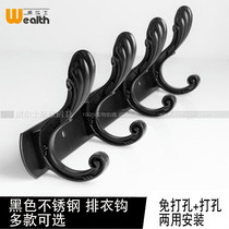 Hanging clothes rack wall black hook wall hanger wall-mounted punch-free door hanger Nordic