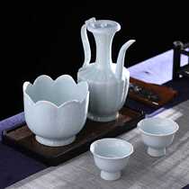 Song Dynasty tea shadow cucumber edge Hand-held pot Teapot jug Wine glass Teacup Ceramic tea washing set Tea set