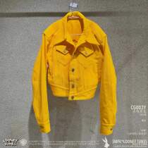 (Official direct mail) SMFK hand-painted splashed ink Yellow Bird jacket high-waisted cotton denim jacket