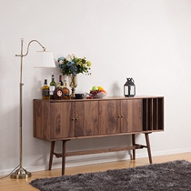 All solid wood walnut simple modern sideboard multi-function locker TV cabinet Nordic economy porch cabinet