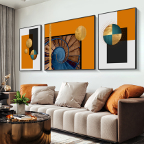 Modern Nordic living room decoration painting light luxury abstract architectural space extension sofa background wall triple hanging painting