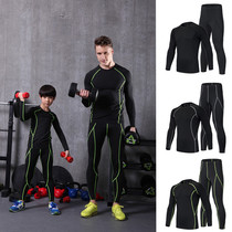 Tight mens basketball long sleeve suit sports base adult childrens fitness clothes mens suit sports