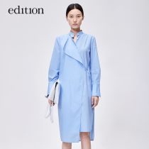 edition deconstructed splicing shirt dress female spring style loose stand collar design sense level side strap moco