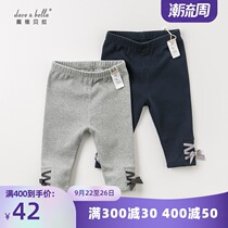 davebella David Bella baby childrens clothing spring and autumn girls baby bow cotton thin casual trousers