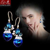 Lingda blue butterfly earrings earrings 2021 new air quality earrings imitation crystal earrings eye dust