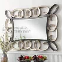 European and American wall art background wall decorative mirror Entrance mirror Neoclassical square dining border bathroom mirror Bathroom mirror