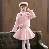 Girls New Year's Suite 2023 New Children's Fashionable Little Fan Fan Feng Autumn Winter Girls' Dress Winter Skirt