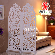 Screen partition porch fashion living room white carved folding screen shop window background hollow feng shui screen