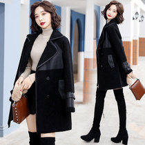 Lamb suede fur coat jacket woman 2021 Winter new medium long style Garvelte warm fur integrated with two dresses