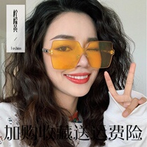 Retro sunglasses big frame square color UV protection 2021 glasses new sun glasses ladies street shot one-piece tide