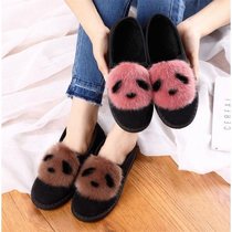 Autumn and winter new fluffy shoes cotton slippers female student Doudou shoes Korean shoes womens net red shoes warm flat shoes