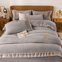 Four sets of velvet beds with flannel beds on the two-sided thickened milk coral velvet bed in winter