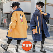 Boy Lamb hair plus velvet coat autumn winter 2020 new winter childrens clothing childrens thick winter dress