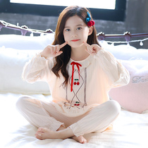 Childrens pajamas spring and autumn new girls baby cotton long-sleeved suit little girl childrens cartoon home clothes