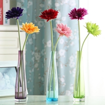 Modern simple fashion crystal glass vase Home decoration ornaments Gerbera simulation flower table flower arrangement