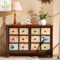 American solid wood painted Hall Cabinet multi-function entrance shoe cabinet living room by wall cabinet home balcony locker