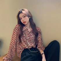 Retroport-flavored long-sleeved top New loose and thin design in summer 2021 Small Crushed Snow Textile Shirt Female