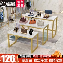 Clothing store display rack rectangular womens clothing store shoe bag rack high and low running water platform Island window display rack display table