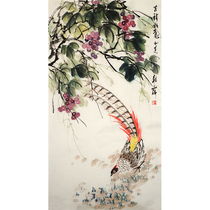 Take a group photo with the well-known female artist Diao Caixias Good Fortune hand-painted Chinese painting of flowers and birds