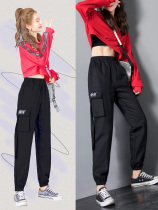 2022 new work-load pants female large-yard loose bf bf-footed pants Korean version of the trend thin thin waist-thin leisure pants