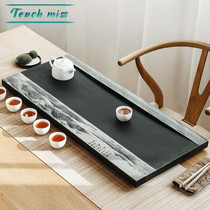 Touch Miss natural whole piece of black gold stone tea tray tea set set large stone drainage tea table home simple