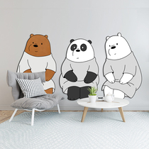 Three bears cute wall stickers childrens room cork board colored felt board Photo Wall kindergarten work exhibition message board background wall sticker bulletin board display Panda brown bear polar bear
