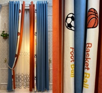 2021 new living room curtain cartoon childrens room sunshade curtain bedroom cartoon curtain-Basketball Football Orange