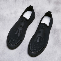 Mens shoes summer breathable thin one-foot pedal shoes Mens lazy shoes Korean version of the trend casual inner height-increasing shoes Loafers