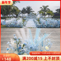 New wedding row flower row flower row Tatai road flower New hibiscus flower row welcome stage arch flower background floral art