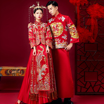 Xiuhe dress bride 2021 new couple dragon and phoenix coat men and women suit Chinese wedding dress summer Chinese style wedding dress