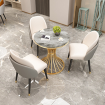 Light Extravaganza Modern Reception Office Talks Table And Chairs Combined Milk Tea Shop Cafe Rock Board Table Sales Department Casual Round Table