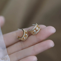 s925 pure silver needle hollowed-out ear nail woman 2021 new wave qi quality fashion individuality retro delicate ear nail decoration female