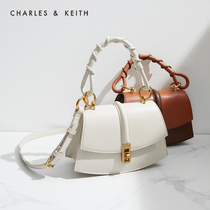 CHARLES & KEITH Architectural saddle Bag CK2-50270687 WOMENs WOVEN PORTABLE shoulder messenger BAG