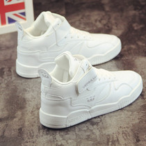 Tide brand mens white shoes board shoes hip hop hip hop street dance sports shoes 2020 autumn and winter Korean version of Wild leather sports Board Shoes