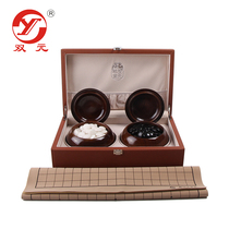 Double-sided convex white marble gozi solid wood chess can fine go box Wooden box collection gift