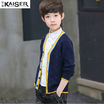 Caesar children's sweater coat spring and autumn new children's knitwear cardigan Korean style large and medium children's cape fashion