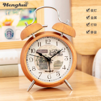 Henghui Fashion Creative Bedroom Brief Silent alarm clock Students with headboard metal alarm bells Childrens alarm clock