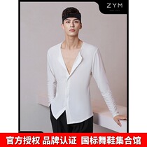 ZYM20616 (Love in two days)Top Breasted cardigan Latin dance Mens training stretch top dance