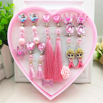 Japan and South Korea new earless baby long hair ball ear clip girl girl eardrop Princess set fake earring ring fashion
